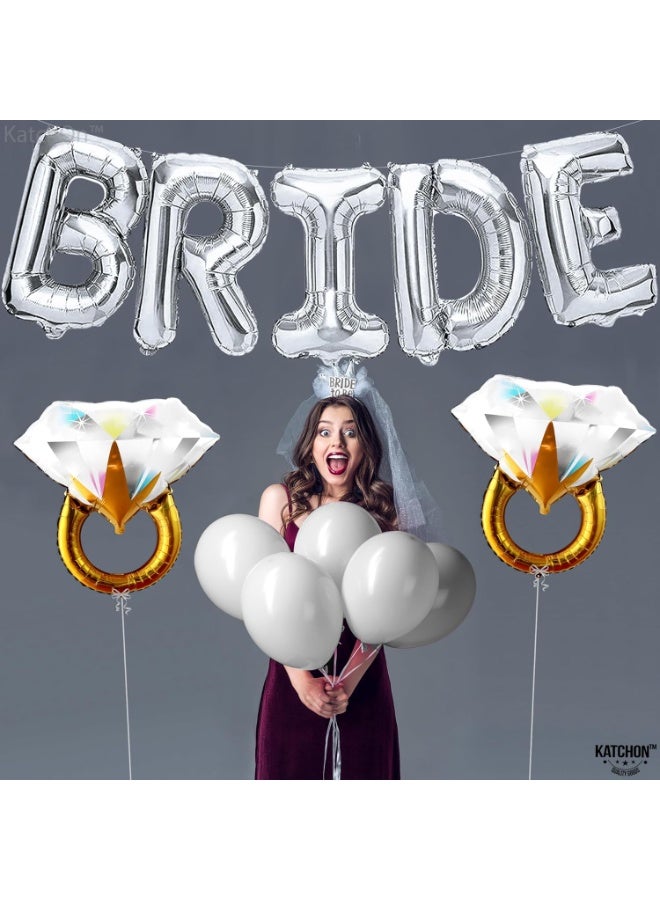 KATCHON Giant Silver Bride Balloons Bachelorette - 40 Inch | Bride Balloons Silver for Bachelorette Party Decorations | Bridal Shower Balloons for Bridal Shower Decorations | Bride Silver Balloons - Image 5